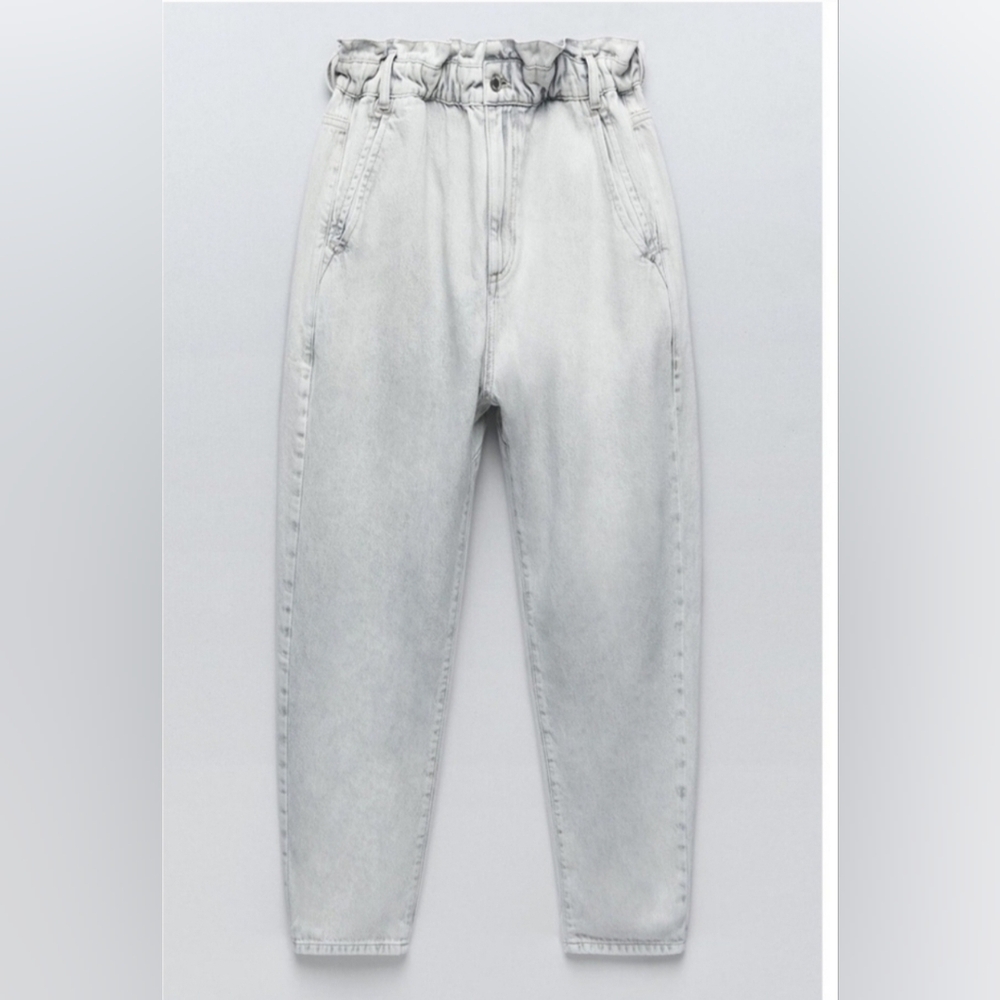ZARA Paper baggy jean size 4 Light grey